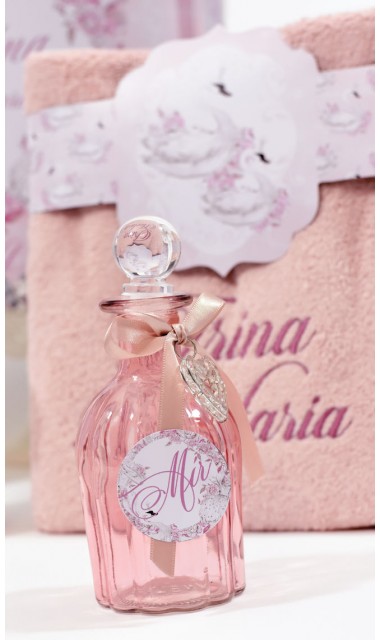 Trusou de botez cu lebede si motive florale personalizat pentru fete, Lebada alba 13